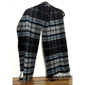 Nordstrom 50% Cashmere 50% wool Fringe Scarf Plaid